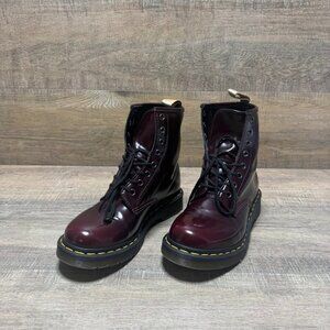 Dr. Martens Vegan Cherry Red Lace Up Combat Boots Women's Size 7